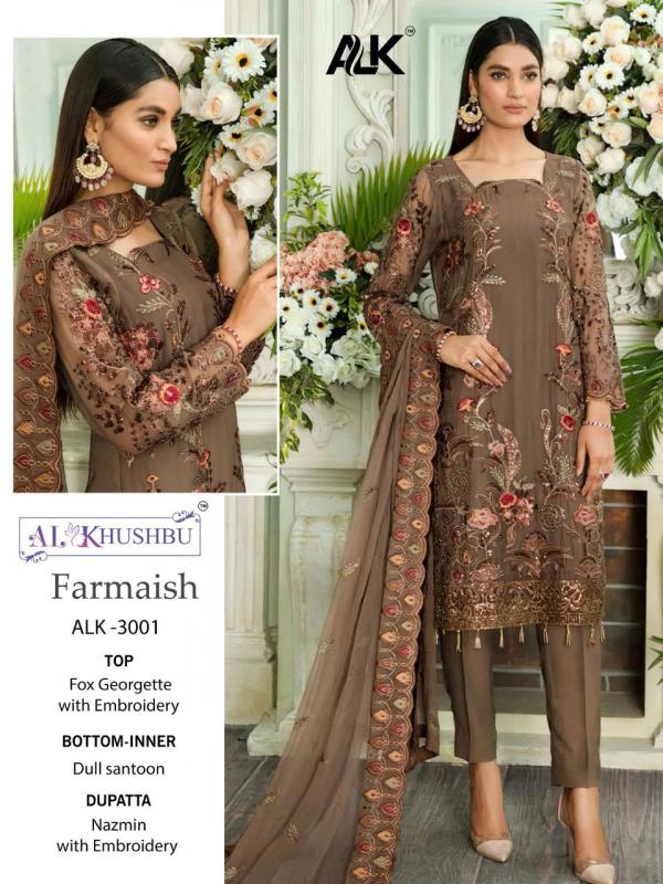 Alk Khushbu Farmaish Embroidery Kurti With Top Bottom Dupatta 